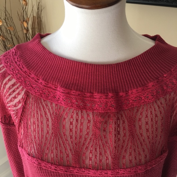 Free People Mesh Neckline Prairie Knit Tunic Top - Picture 3 of 8